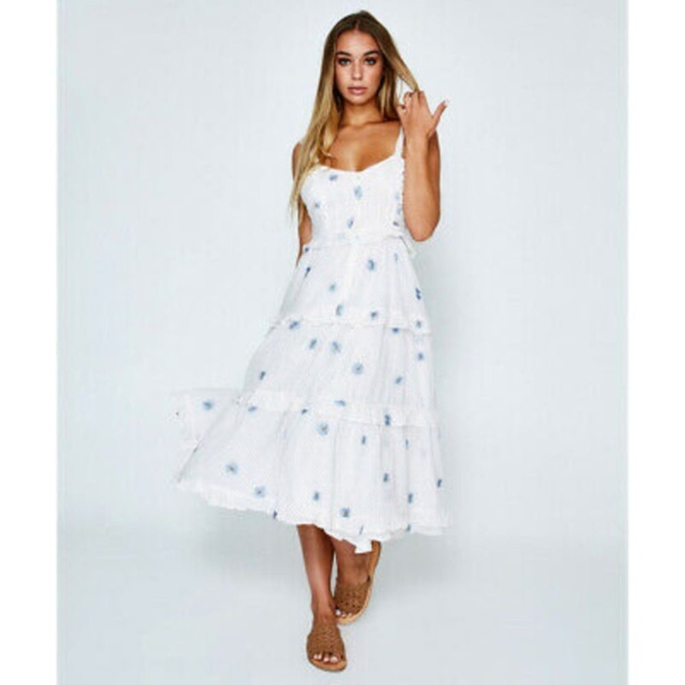 Free people daisy chain midi dress (white)